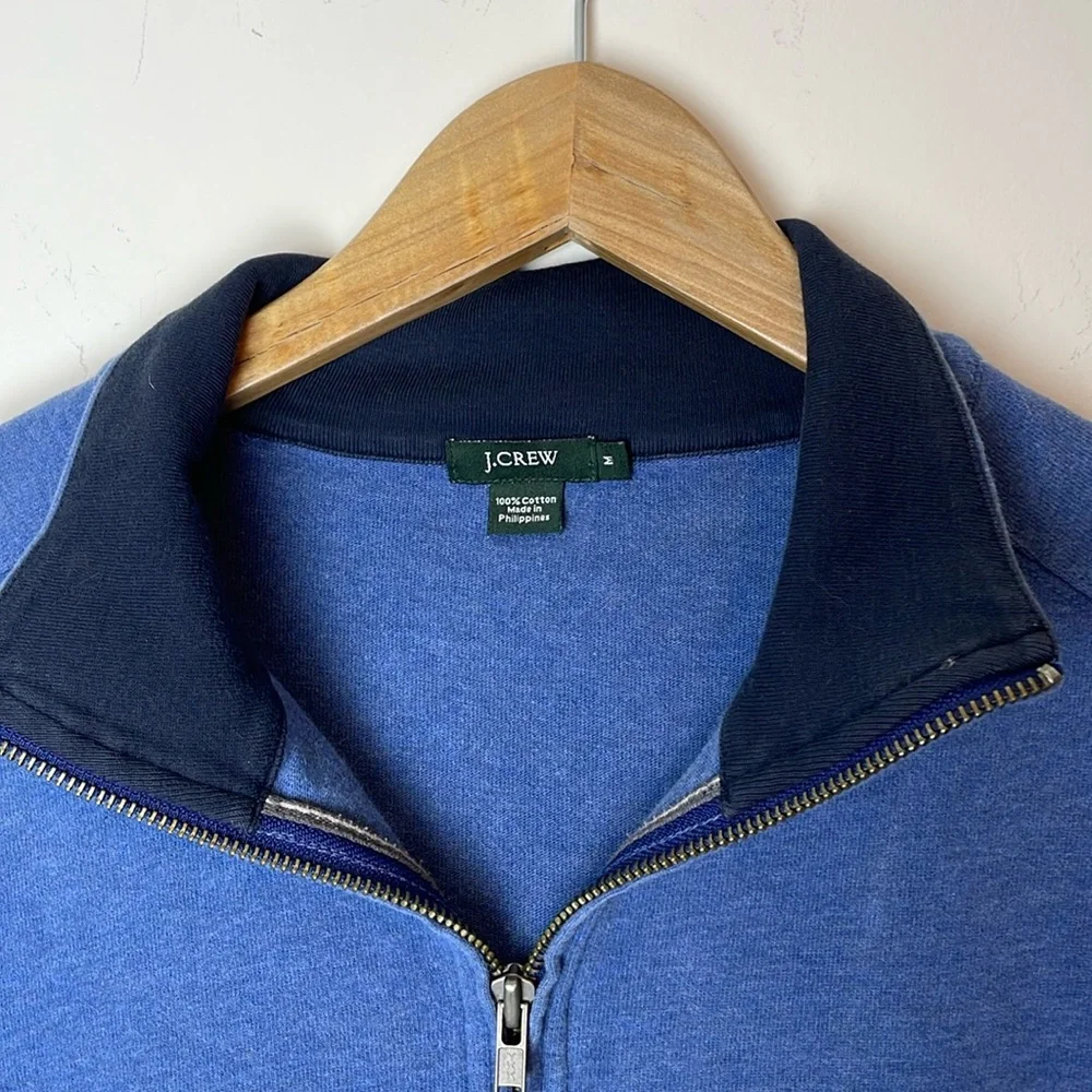 J. Crew blue cotton half-zip sweater size M